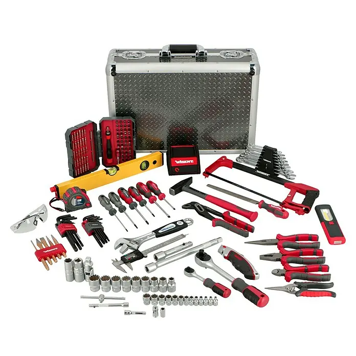 Wisent Maletín de herramientas Professional - 160 pzs. - Amplio juego de herramientas Wisent que incluye caja de herramientas, destornilladores, alicates, martillo y mucho más para aficionados al bricolaje y profesionales.