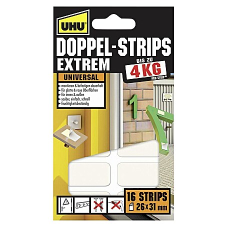 UHU Doppel-Strips Extrem (16 Stk., 31 x 26 mm)