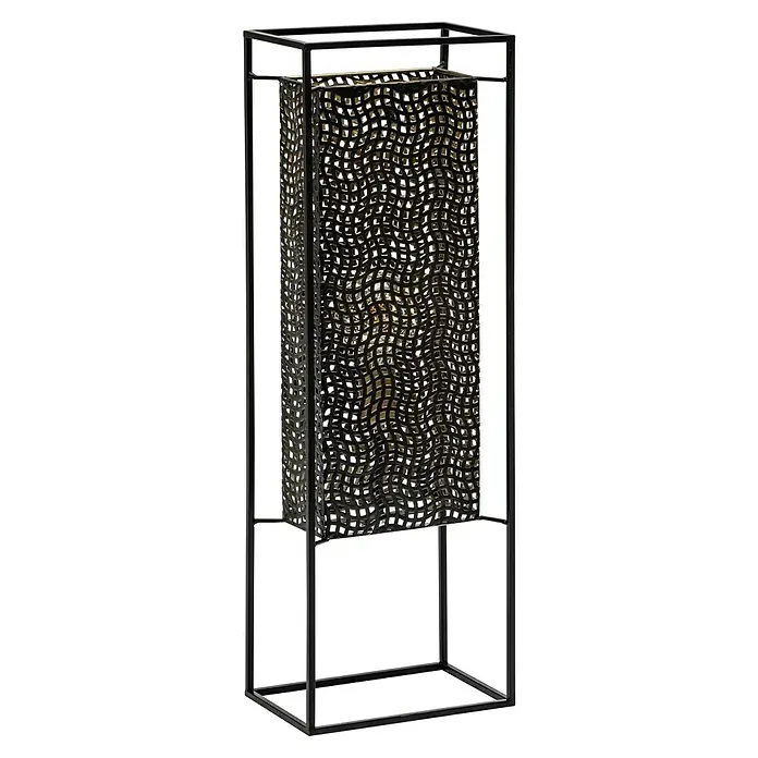 Stehleuchte40 W, Höhe: 76 cm, Schwarz - Elegante Stehlampe mit einem dekorativen, rechteckigen Schirm und einem Gestell aus schwarzem Metall. Ein echter Hingucker!