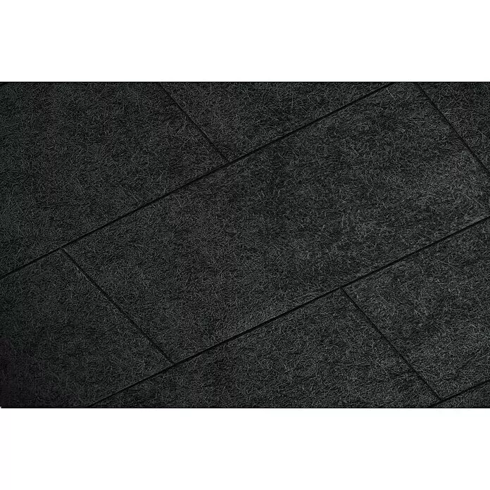 FibroTech Akustikplatte Multi Fein - Fein Schwarz, 1.200 x 600 x 25 mm, 0,72 m² - Dunkelgraue rechteckige Akustikplatten aus Holzfaser mit texturierter Oberfläche.