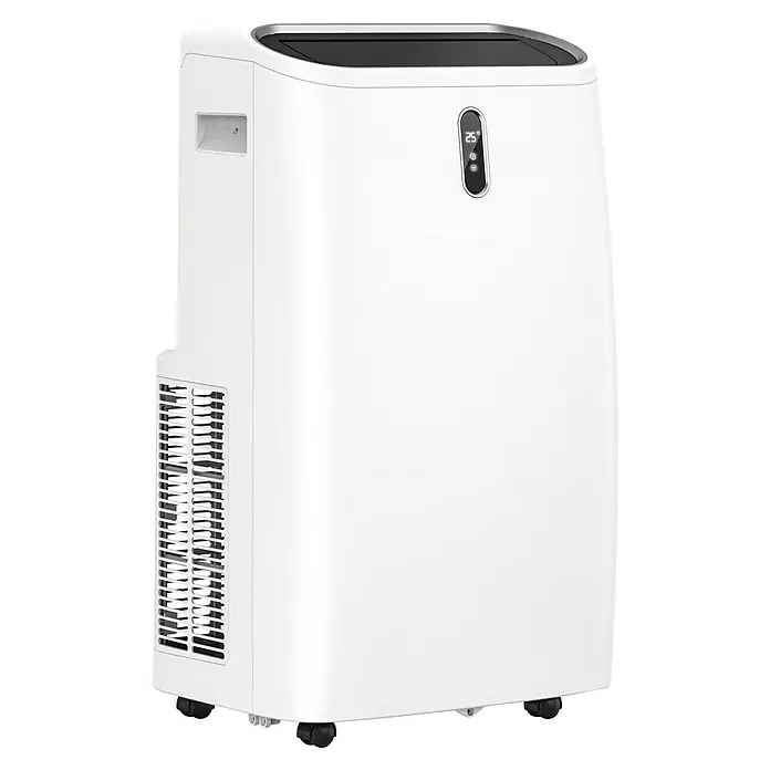 Voltomat Aire acondicionado portátil Local Hielón - 4.600 W, Tamaño de la estancia: 46 m², Blanco/Negro - Aire acondicionado portátil blanco con ruedas y pantalla digital de temperatura. Perfecto para refrigeración flexible en espacios.