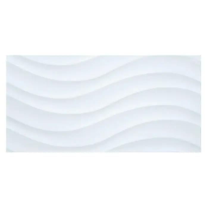 Ambiente by Palazzo Wandfliese Snowwhite Wave - 30 x 60 cm, Stärke: 9 mm, Weiß, Matt - Abstraktes Wandpaneel mit weissen Wellen. Die sich wiederholenden Muster erzeugen einen modernen und minimalistischen Look.