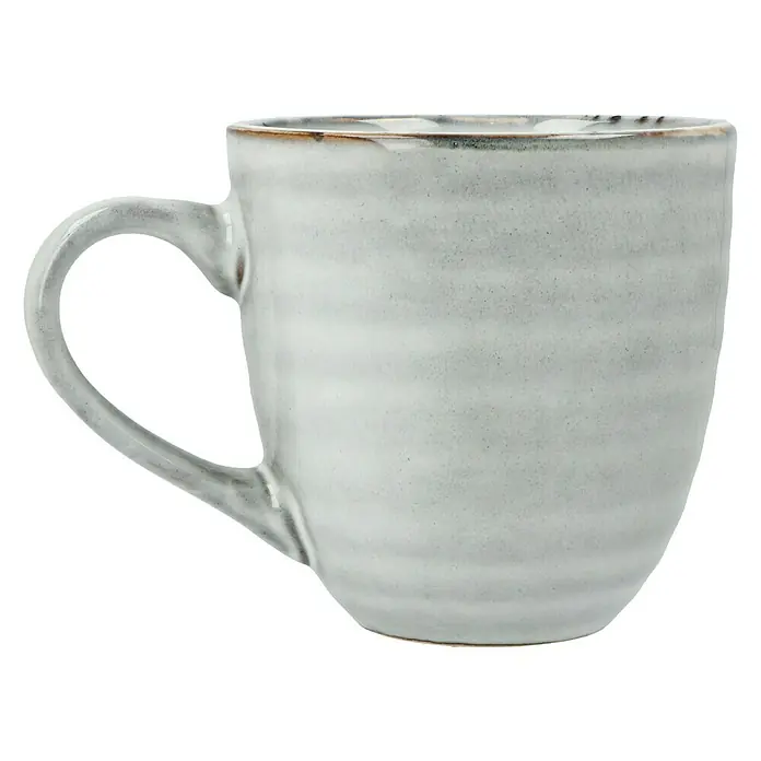 Tasse TaboØ x H: 9 x 9 cm, Grau, Keramik - Graue Keramiktasse mit Henkel und rustikalem Rand, ideal für Kaffee oder Tee. Die Tasse hat eine schöne, handgemachte Optik.