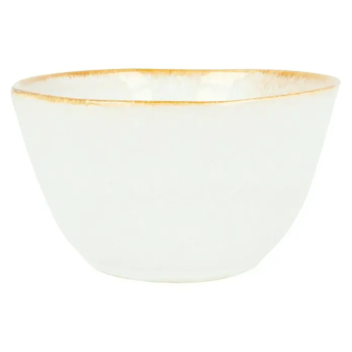 Schale Tabo - Ø x H: 11 x 5 cm, Weiß - Nahaufnahme einer stilvollen, cremefarbenen Schale mit einem zarten, goldenen Rand, ideal für den täglichen Gebrauch und besondere Anlässe.