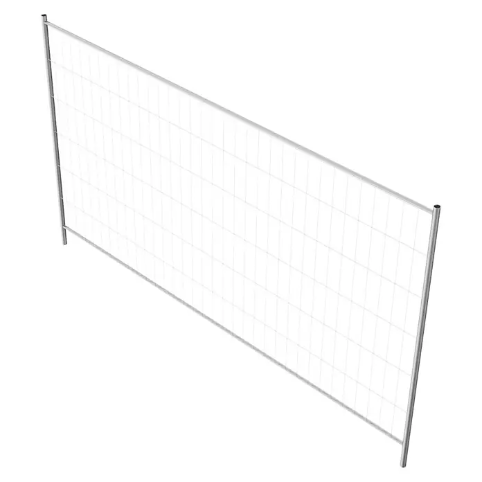 Schake Bauzaun - 350 x 200 cm, Stahl - Das Bild zeigt eine transportable Metallbarriere mit Gitter, die zur Absperrung von Baustellen oder Veranstaltungen genutzt wird.