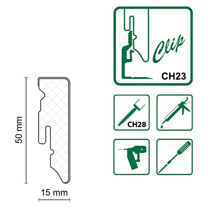 Profiles and more Sockelleiste KU051L Eiche Nebraska (240 cm x 15 mm x 50 mm) | BAUHAUS