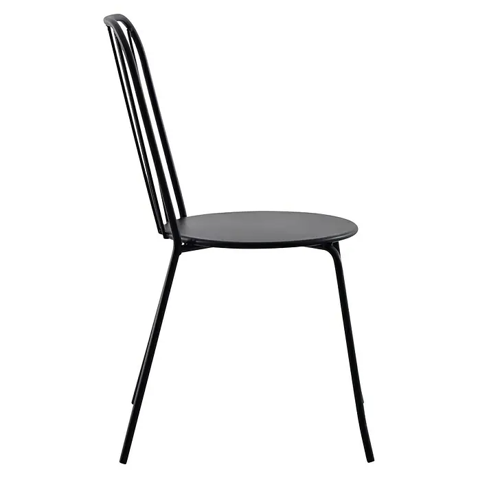 Sunfun Melina Gartenstuhl - Stahl, Stapelbar, Schwarz, B x T x H: 45 x 56,5 x 85,5 cm - Schwarzer Stuhl mit schlankem, minimalistischem Design und runder Sitzfläche. Ideal für moderne Einrichtungen.