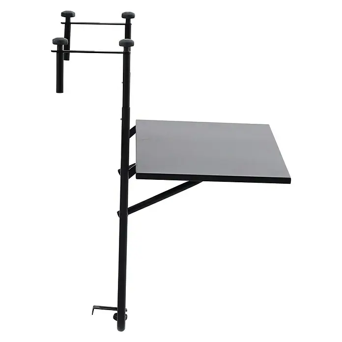 Sunfun Melina Balkon-Hängetisch - L x B: 62 x 60 cm, Stahl, Schwarz, Klappbar - Schwarzer Laptop- und Projektorständer mit verstellbarer Höhe und robuster Konstruktion für Präsentationen und Vorführungen.
