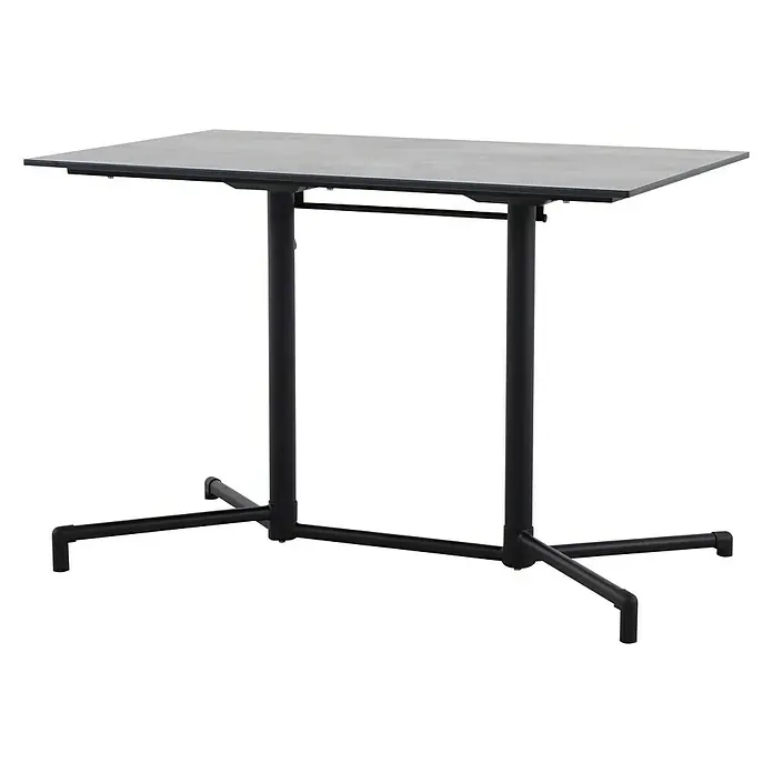 Sunfun Balkonmöbel-Set Melina - 3 -tlg., HPL/Stahl/Streckmetall, Schwarz, Gartentisch klappbar - Eleganter Klapptisch in Schwarz. Das schlanke Design und die klaren Linien machen diesen Tisch zu einem vielseitigen Möbelstück.