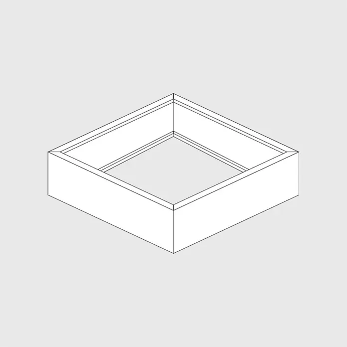 Palatino Exclusive Line Pflanzkasten Carlotta - Außenmaß (L x B x H): 80 x 80 x 25 cm, Metall, Rotbraun - Dreidimensionale Darstellung einer schlichten, würfelförmigen weißen Schachtel ohne Deckel auf hellgrauem Hintergrund.
