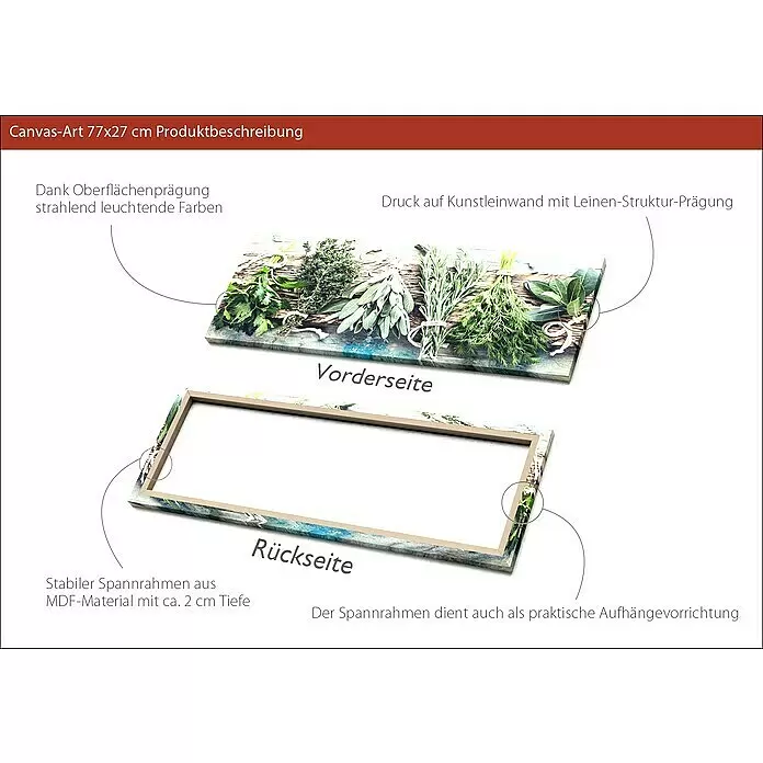 ProArt Young Living Leinwandbild - Herbs on Wood, B x H: 30 x 80 cm - Anwendungsbeispiel