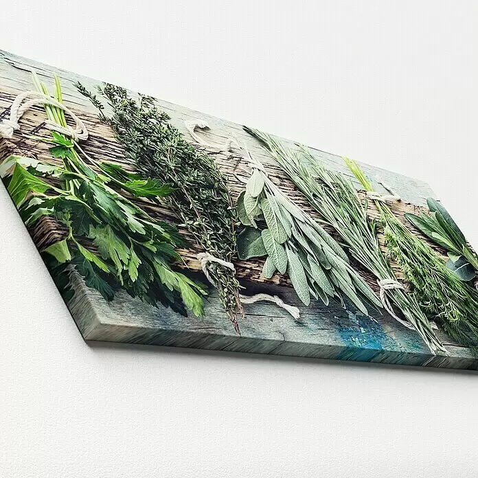ProArt Young Living Leinwandbild - Herbs on Wood, B x H: 30 x 80 cm - Detailaufnahme