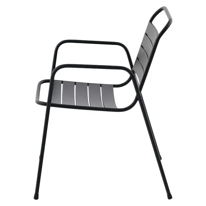 Sunfun Melina Gartensessel - Stahl, Schwarz, B x T x H: 56,5 x 64,5 x 84 cm - Ein stilvoller grauer Sessel mit Armlehnen, ideal für den Außenbereich, bietet Komfort und modernes Design auf jeder Terrasse.
