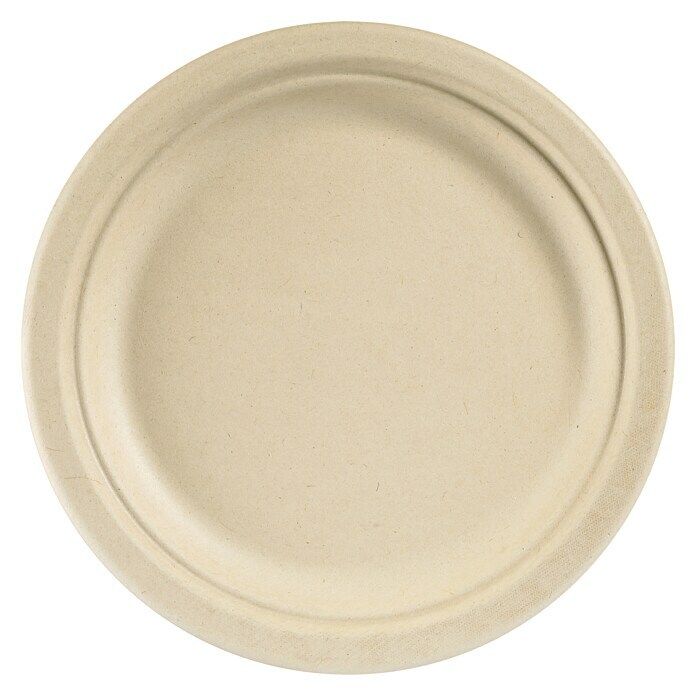 Duni Pappteller Bagasse10 Stk., Durchmesser: 22 cm, Zuckerrohrfaser Front View