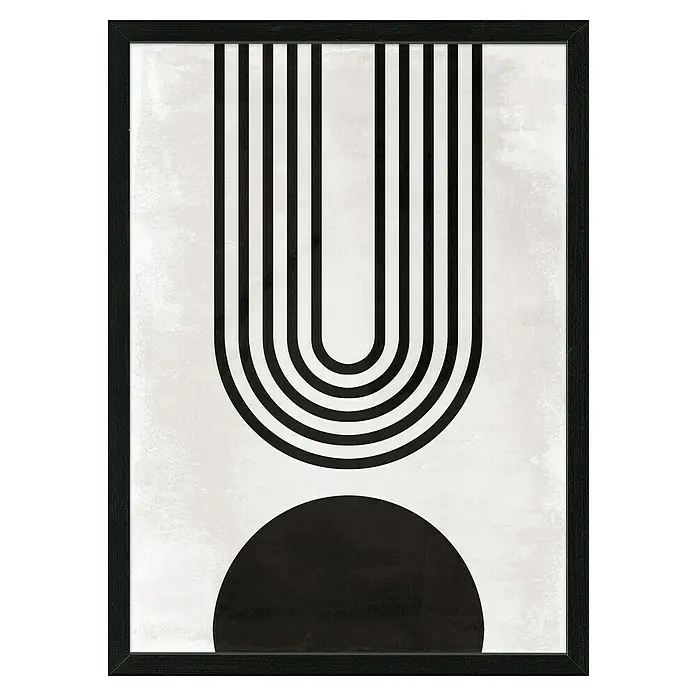 ProArt Bild Scandic Style - Formen, B x H: 53 x 73 cm - Gerahmtes abstraktes Kunstwerk mit minimalistischem Design in Schwarz und Weiß, das eine moderne Ästhetik für jeden Raum bietet.