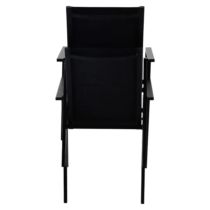 Sunfun Melina Gartensessel - Aluminium, Textilen, Stapelbar, Schwarz, B x T x H: 56,5 x 66 x 91 cm - Schwarzer Sessel mit minimalistischem Design. Das Möbelstück besticht durch seine klaren Linien und die schlichte Farbgebung.