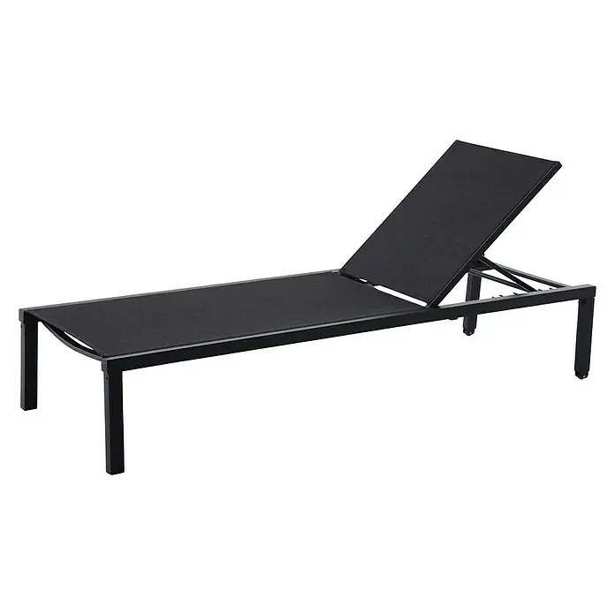 Sunfun Melina Liegenauflage - Grau, Polyester - Abbildung einer stilvollen, schwarzen Sonnenliege, ideal für entspannte Stunden im Freien. Bequeme Liegefläche und verstellbare Rückenlehne.