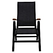 Sunfun Melina Sillón de posiciones (Negro, Teca/Textiline/Aluminio, Respaldo regulable) | BAUHAUS
