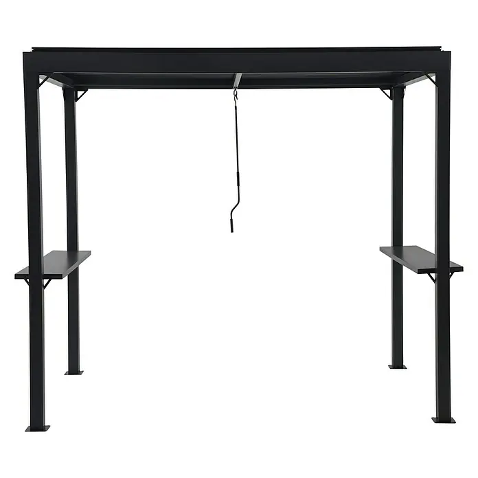 Sunfun Melina Pérgola para barbacoa - An x Pr: 250 x 160 cm, Color del armazón: Negro, Aluminio - Pabellón negro con prácticas estanterías laterales y un mecanismo de suspensión en el centro, ideal para relajarse al aire libre.