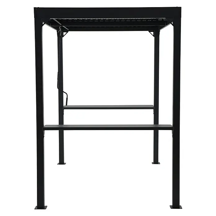 Sunfun Melina Grillpavillon - B x T: 250 x 160 cm, Farbe Gestell: Schwarz, Aluminium - Schwarze Pergola mit zwei Regalen zur stilvollen Gartengestaltung. Die Pergola bietet Schatten und ist ein Blickfang im Außenbereich.
