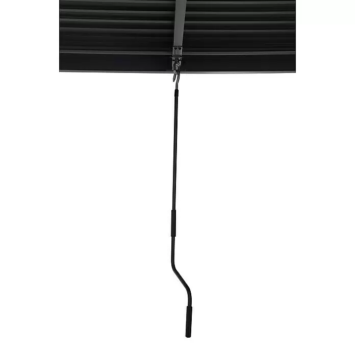 Sunfun Melina Grillpavillon - B x T: 250 x 160 cm, Farbe Gestell: Schwarz, Aluminium - Schwarze Metall-Kurbelstange mit Haken und Griff, verbunden mit dem Lamellenmechanismus einer Markise.