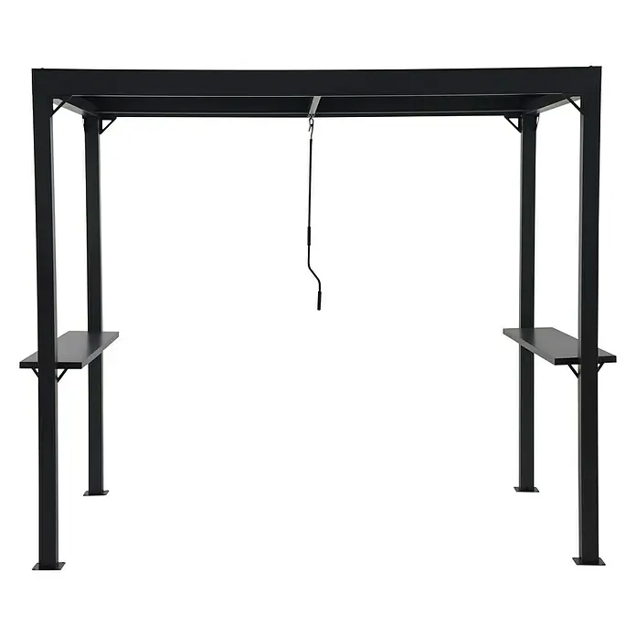 Sunfun Melina Grillpavillon - B x T: 250 x 160 cm, Farbe Gestell: Schwarz, Aluminium - Schwarze Terrassenüberdachung mit Ablageflächen und Haken für Grillutensilien, ideal für Grillabende im Freien.