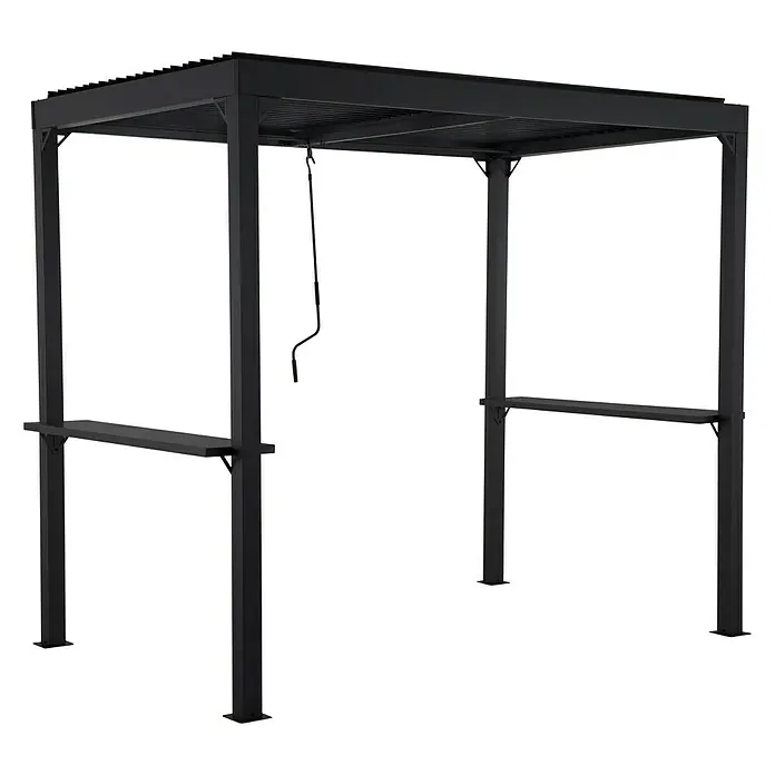 Sunfun Melina Pérgola para barbacoa - An x Pr: 250 x 160 cm, Color del armazón: Negro, Aluminio - Pabellón negro con ganchos y estantes para uso exterior. Ideal para jardines y patios.