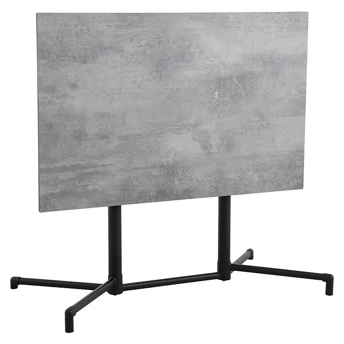 Sunfun Melina Gartentisch - L x B x H: 110 x 70 x 73 cm, Stahl, HPL, Rechteckig, Schwarz - Der moderne Klapptisch mit grauer Oberfläche und schwarzem Metallgestell ist ideal für flexible Raumlösungen. Praktisch und stilvoll zugleich.