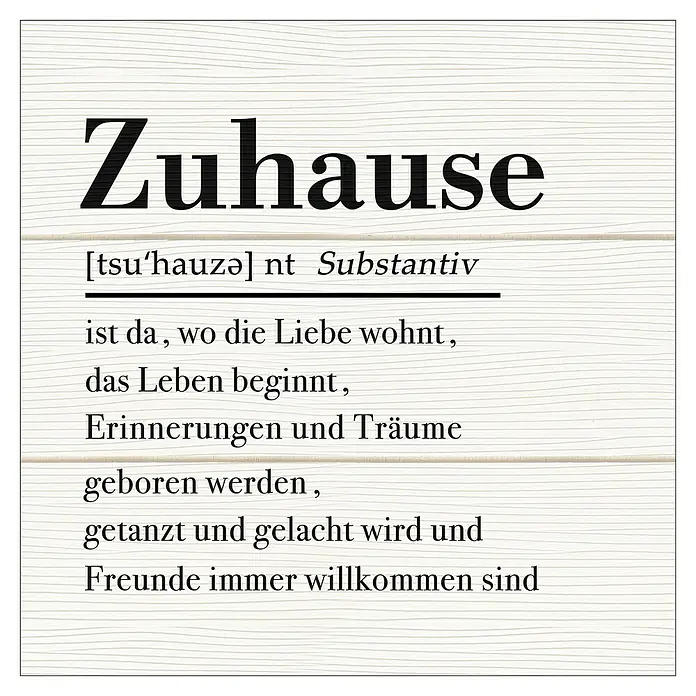 ProArt Type Hype Decopanel - Zuhause, B x H: 30 x 30 cm - Dekorative Wandkunst mit der Definition von "Zuhause" – ein Ort der Liebe, des Lebens und der Freundschaft.