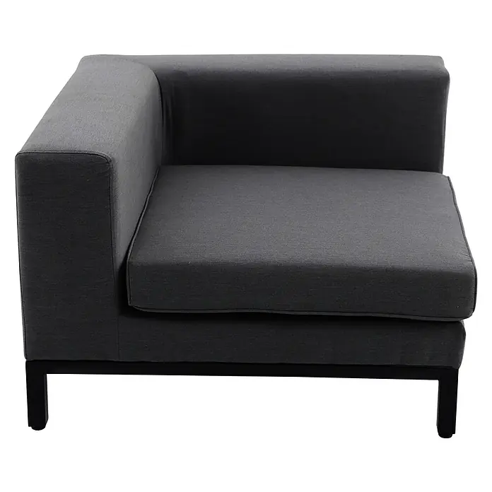 Sunfun Loungemöbel-Set Aria - 5 -tlg., Aluminium, Hochdruck-Schichtpressstoff (HPL), Anthrazit - Graues Ecksofa mit schwarzem Gestell, ein stilvolles Möbelstück für moderne Wohnräume, das Komfort und minimalistisches Design vereint.
