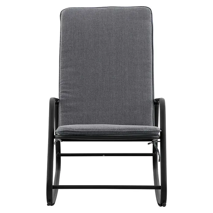 Sunfun Melina Garten-Schaukelstuhl - Stahl, Streckmetall, Schwarz, B x T x H: 58,5 x 92 x 91 cm - Abgebildeter grauer Schaukelstuhl mit hoher Rückenlehne und Metallgestell. Bequemer Sitzplatz für entspannte Stunden.