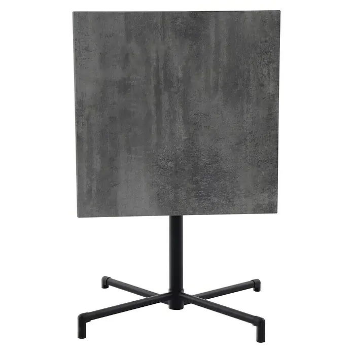 Sunfun Melina Balkontisch - L x B x H: 70 x 70 x 73 cm, HPL, Stahl, Klappbar, Quadratisch, Schwarz - Der stilvolle Tisch mit quadratischer Platte in Betonoptik und einem schwarzen Metallfuß verleiht jedem Raum einen modernen Touch.