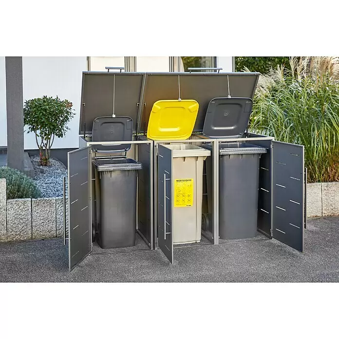 Sunfun Mülltonnenbox - B x T: 134 x 81,5 cm, Anthrazit, Stahl, Geeignet für Anzahl Mülltonnen: 2 Stk. - Stimmungsaufnahme