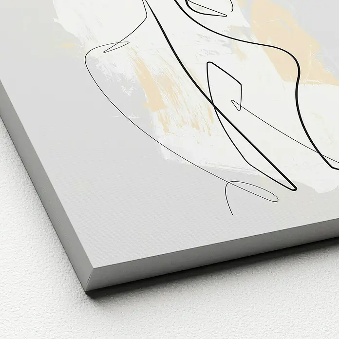 ProArt Leinwandbild - Female Abst Line Art II, B x H: 30 x 30 cm - Nahaufnahme eines Leinwanddrucks mit abstrakter Linienkunst, die ein modernes und minimalistisches Design zeigt.