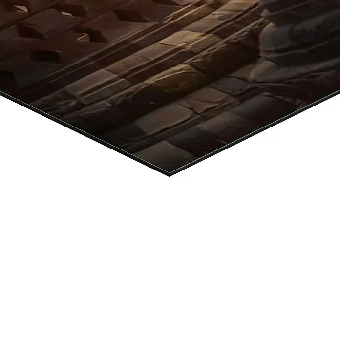 Reinders Decopanel - Borobudur, B x H: 156 x 52 cm - Detailaufnahme einer Wandkunst mit einem dunklen, rustikalen Steinmuster, ideal für moderne Innenräume.