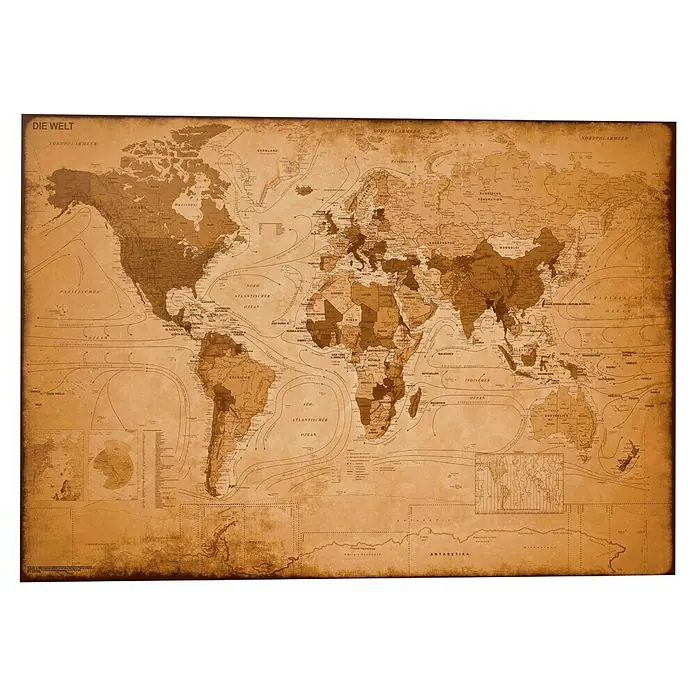 Reinders Decopanel - Weltkarte Antik Optik, B x H: 140 x 100 cm - Weltkarte im Vintage-Stil.