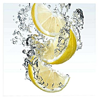 Foto op glas (Splash Lemon, b x h: 30 x 30 cm)