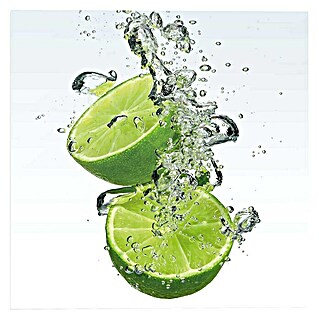 Foto op glas (Splash Lime, b x h: 30 x 30 cm)