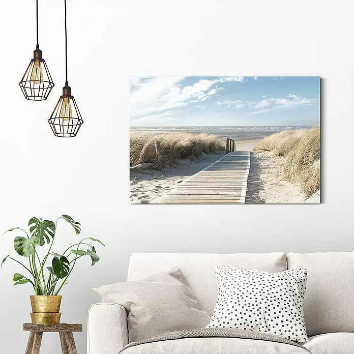 Reinders Decopanel - Dunes, B x H: 90 x 60 cm - Dieses Bild zeigt eine Leinwand mit einem friedlichen Strandmotiv, das eine entspannende Atmosphäre in jeden Raum bringt.