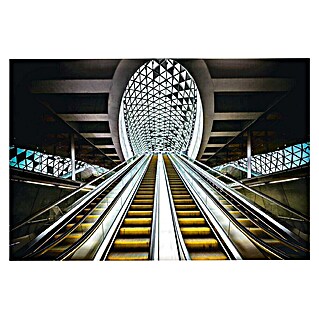 Foto op glas (Futuristic Escalator, b x h: 116 x 78 cm)