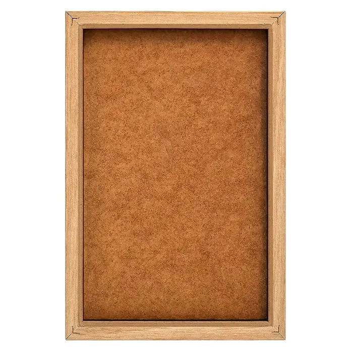 Reinders Bild Slim Frame WoodTravel, B x H: 20 x 30 cm - Ein rechteckiger Holzrahmen mit einer braunen Korkplatte in der Mitte, ideal für Notizen und Fotos.
