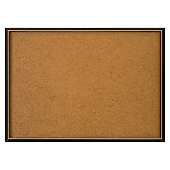 Reinders Bild Slim Frame Black - Beach Serenity, B x H: 70 x 50 cm - Eine rechteckige Korktafel mit einem dünnen schwarzen Rahmen, ideal für Notizen und Erinnerungen im Büro oder zu Hause.