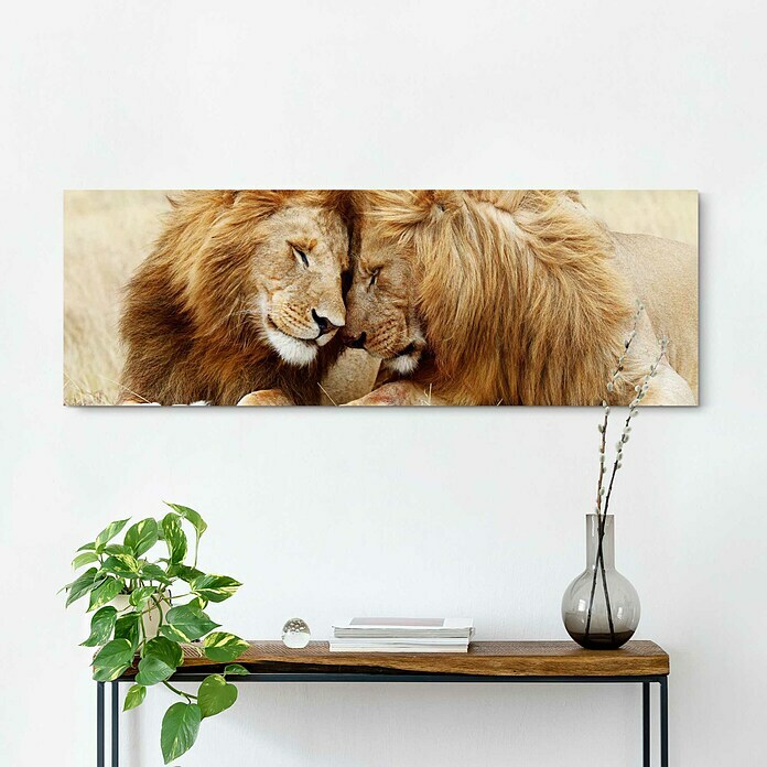 Holzbild Deco BlockPair of Lions, B x H: 118 x 40 cm Mood Shot