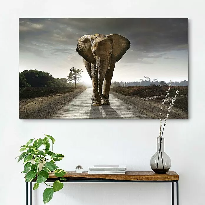 Reinders Holzbild Deco Block - Elephant King, B x H: 118 x 70 cm - Stimmungsaufnahme