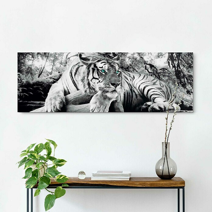 Holzbild Deco BlockTiger is Watching You, B x H: 118 x 40 cm Mood Shot