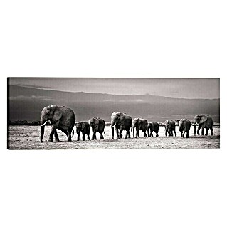 Houten tekstbord Deco Block (Line of Elephants, b x h: 118 x 40 cm)