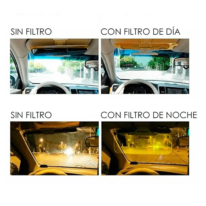Parasol para el coche Perfect View - An x Al: 320 x 110 mm - Imagen muestra un parasol para coche con filtros de día y noche, reduciendo el deslumbramiento y mejorando la visibilidad.