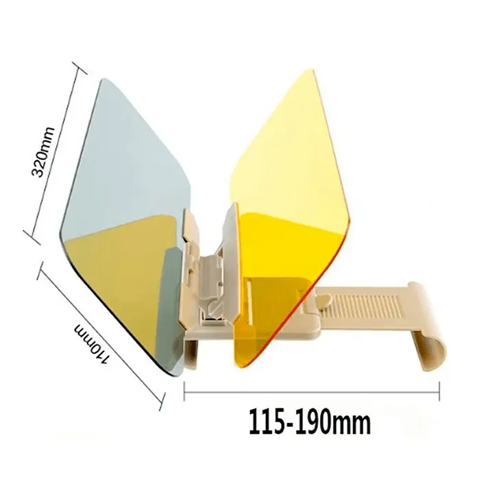 Parasol para el coche Perfect View - An x Al: 320 x 110 mm - Parasol de coche con visera azul grisáceo y amarillo, ajustable de 115-190 mm. Ideal para la protección solar y el deslumbramiento al conducir.