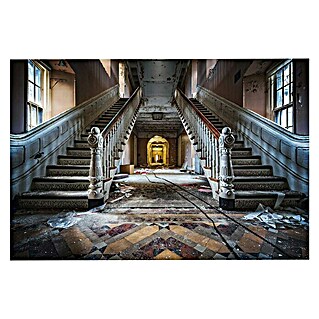 Foto op glas (Abandoned Stairs, b x h: 116 x 78 cm)