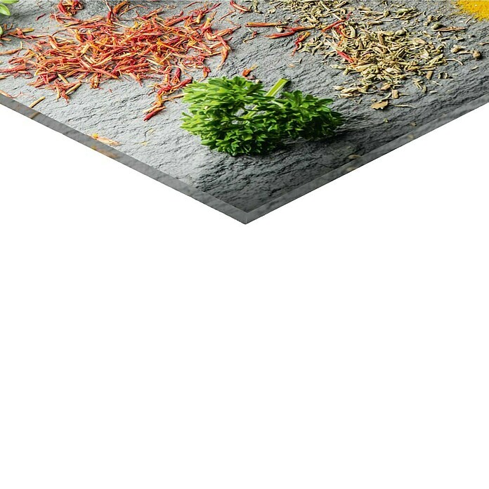 Foto op glas (Herbs on Spoons II, b x h: 30 x 30 cm) | BAUHAUS
